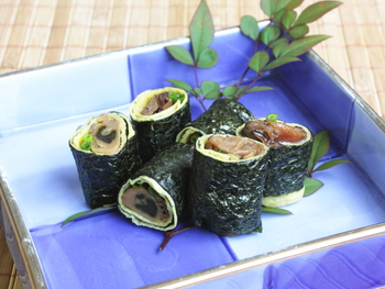 かきの醤油焼で海苔巻き